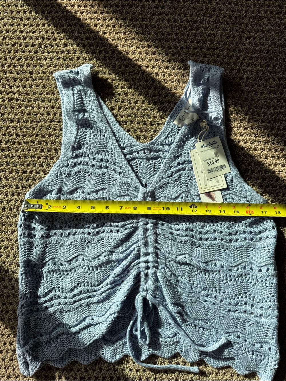 NWT Jessica Simpson Cornflower Blue Knit Drawstring Crop Top! 🩵🩵🩵 - Picture 5 of 6